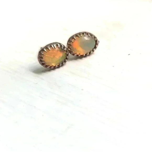 Hand Crafted Jewelry - Handmade fire opal 925 studs